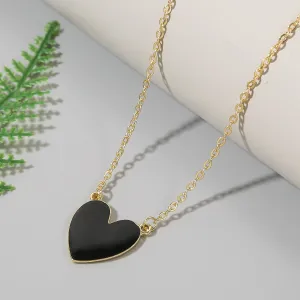 Black Enamel & 18K Gold-Plated Heart Pendant Necklace