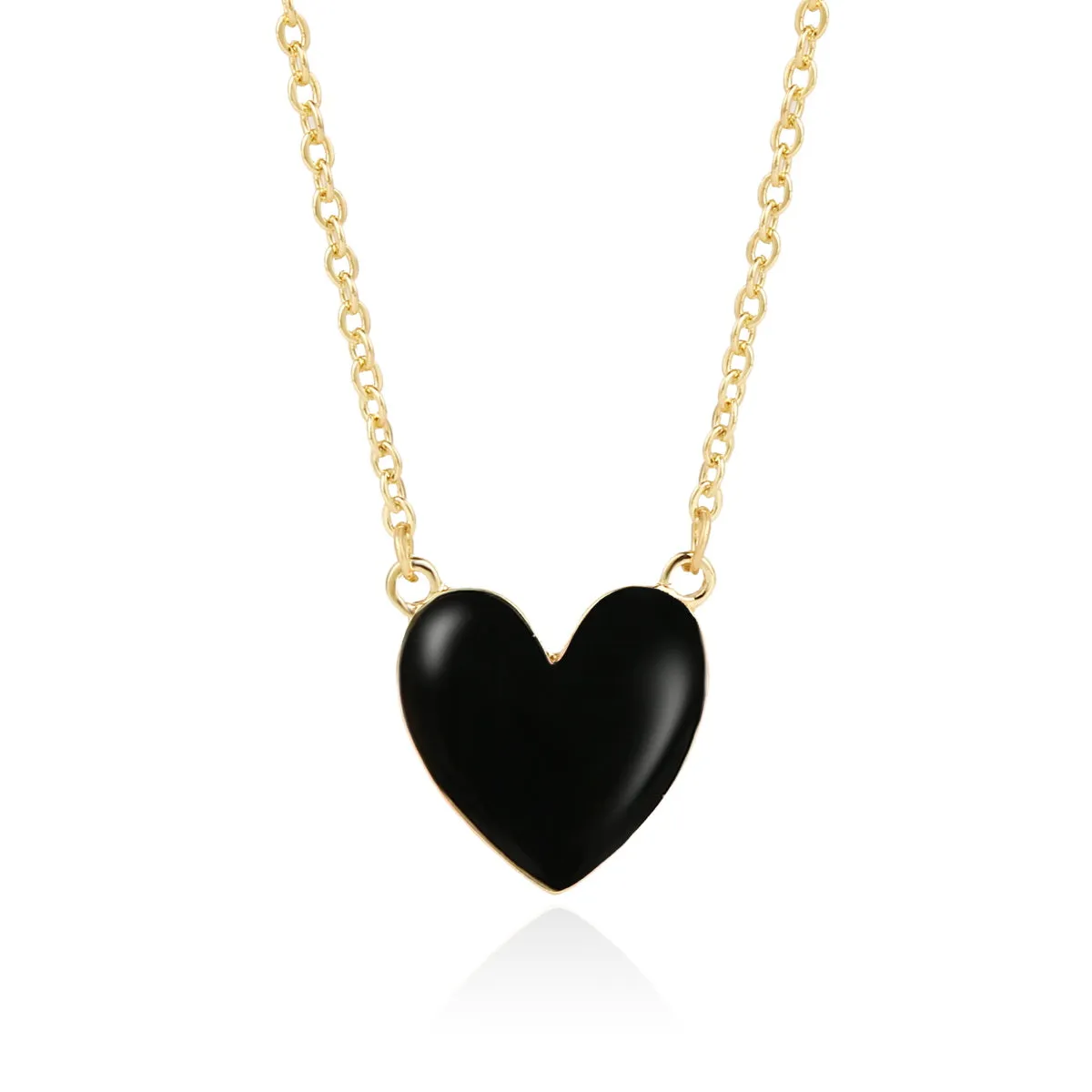 Black Enamel & 18K Gold-Plated Heart Pendant Necklace