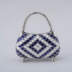 Blue & White Woman Bag Trinket Box