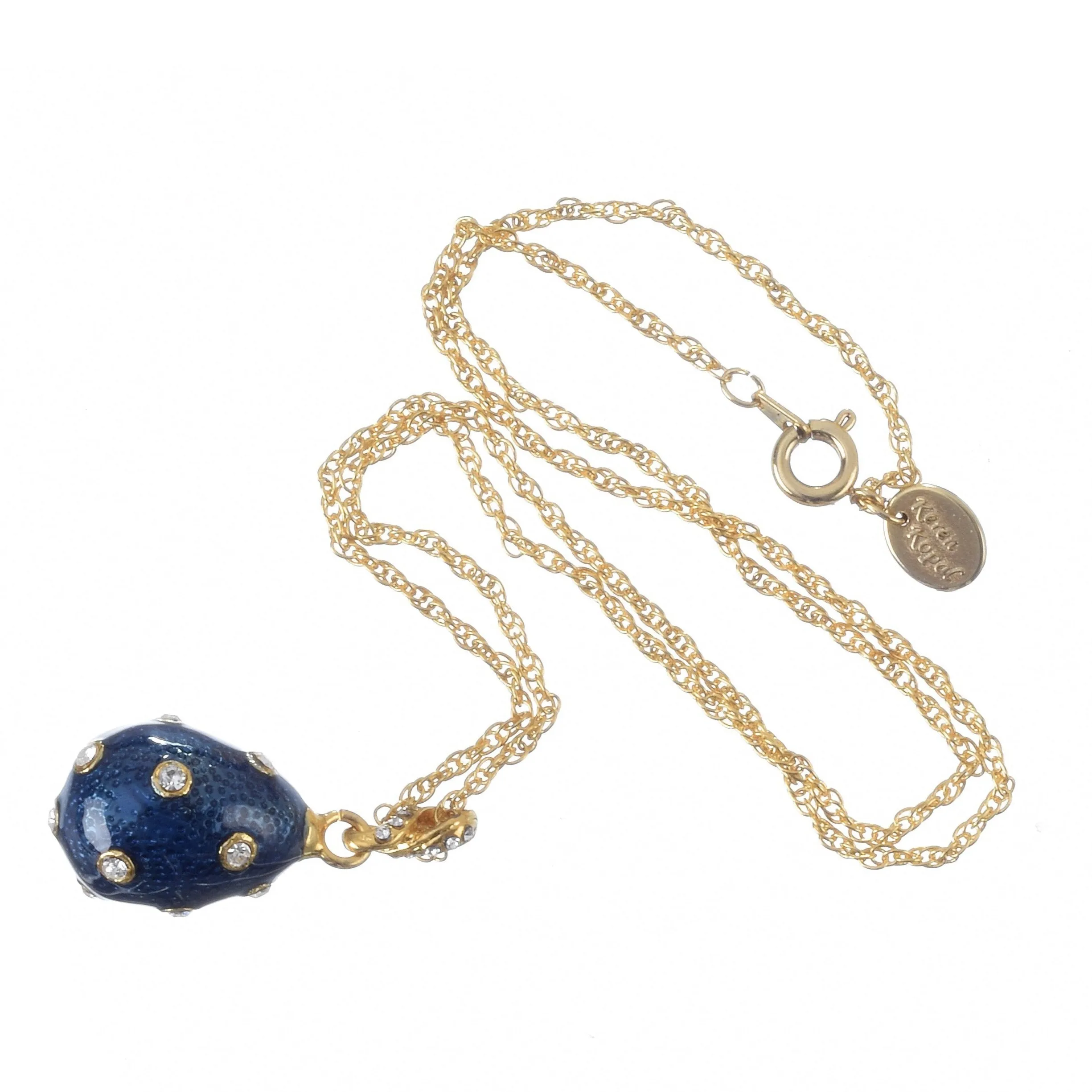 Blue Egg Pendant Gold Necklace