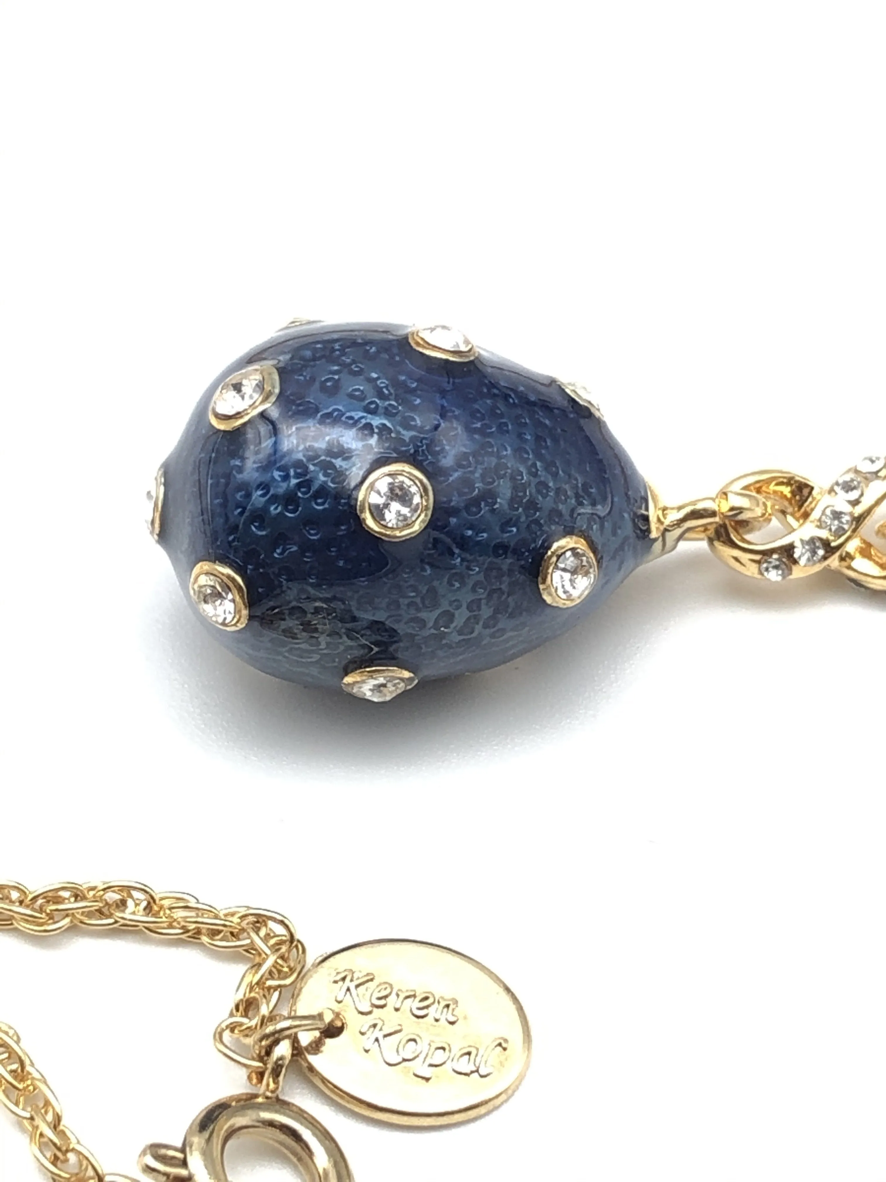 Blue Egg Pendant Gold Necklace