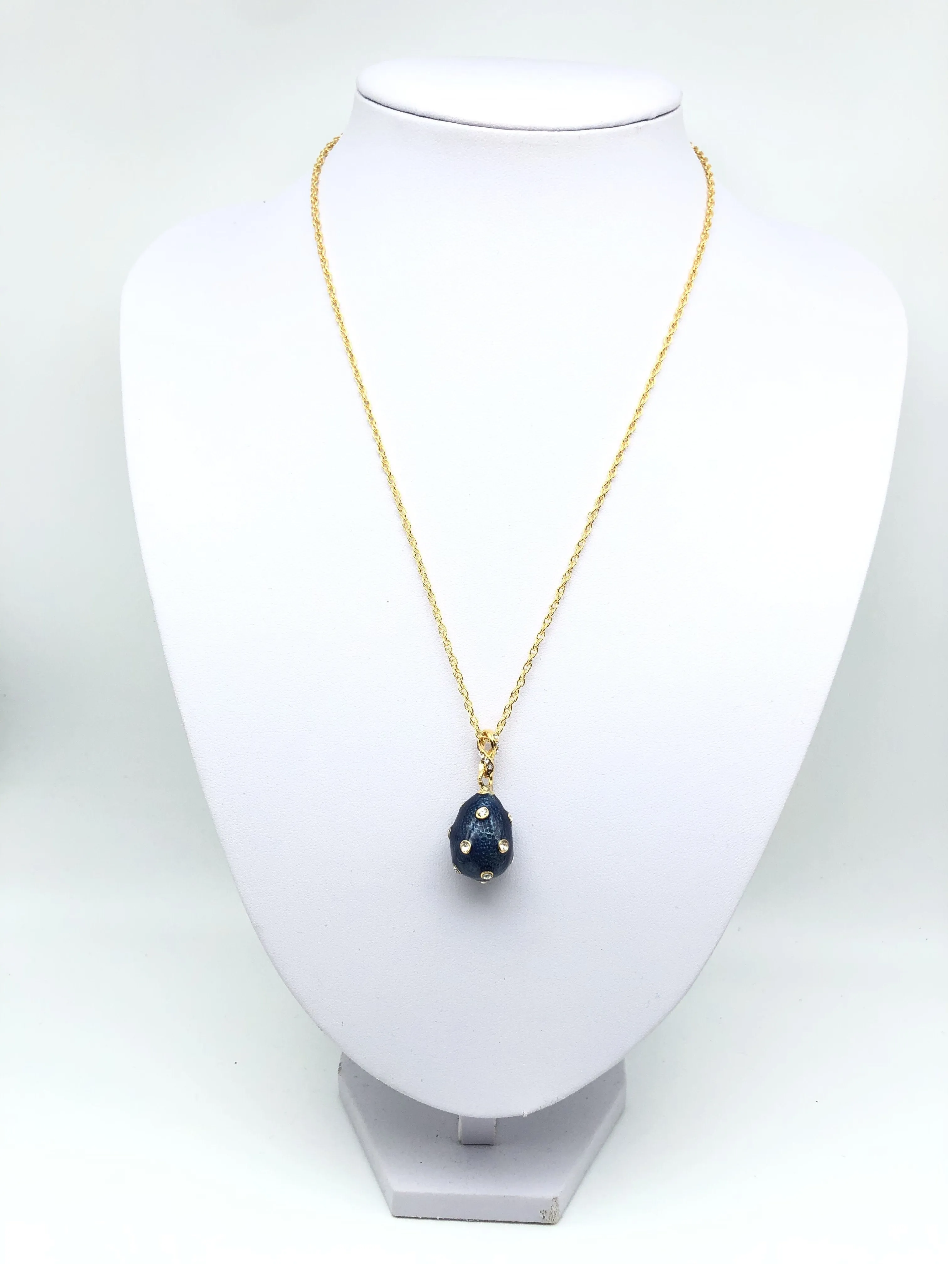 Blue Egg Pendant Gold Necklace