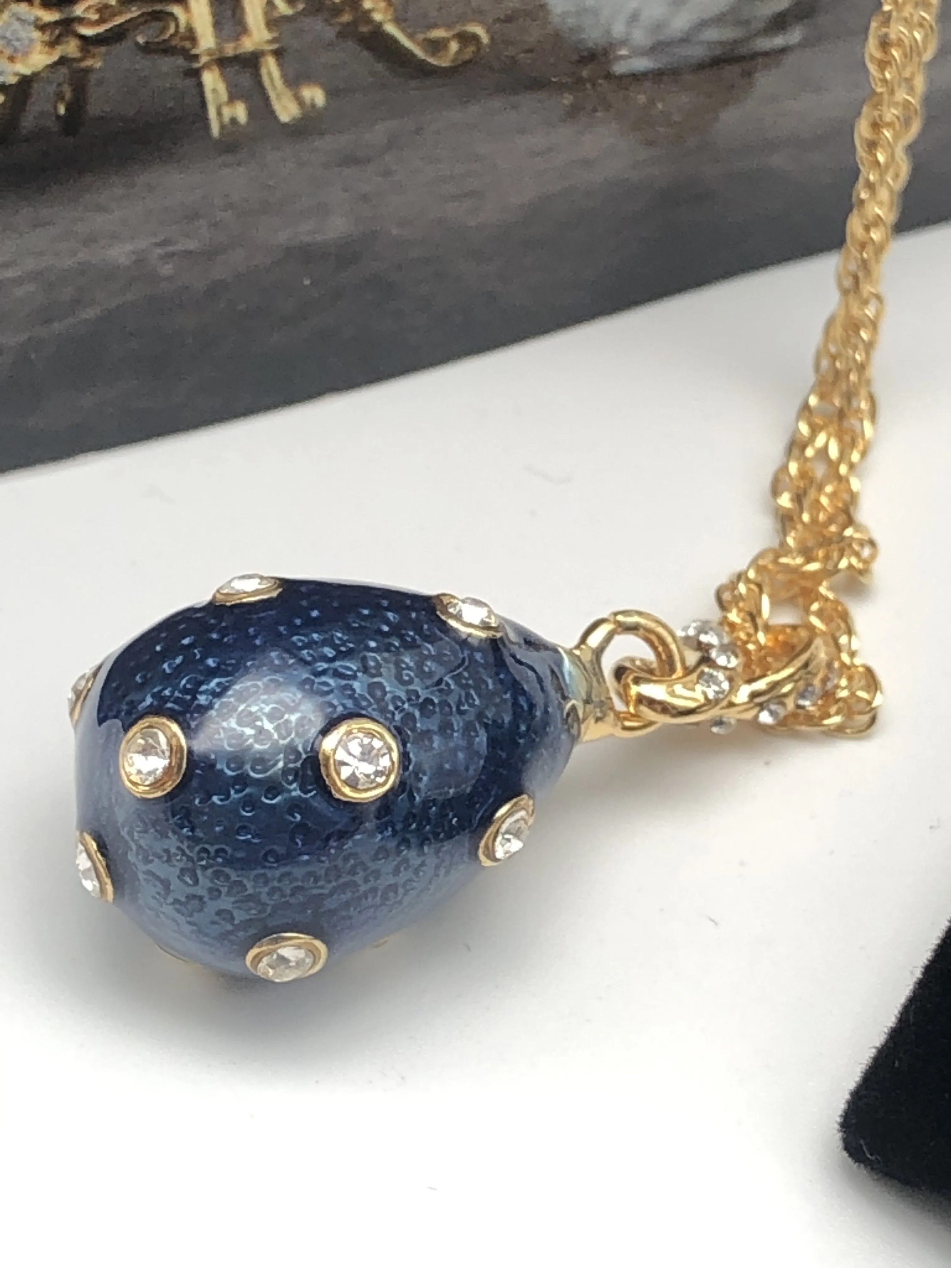 Blue Egg Pendant Gold Necklace