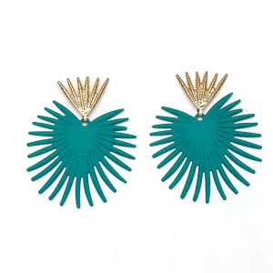 Blue Enamel & 18K Gold-Plated Heart Drop Earrings