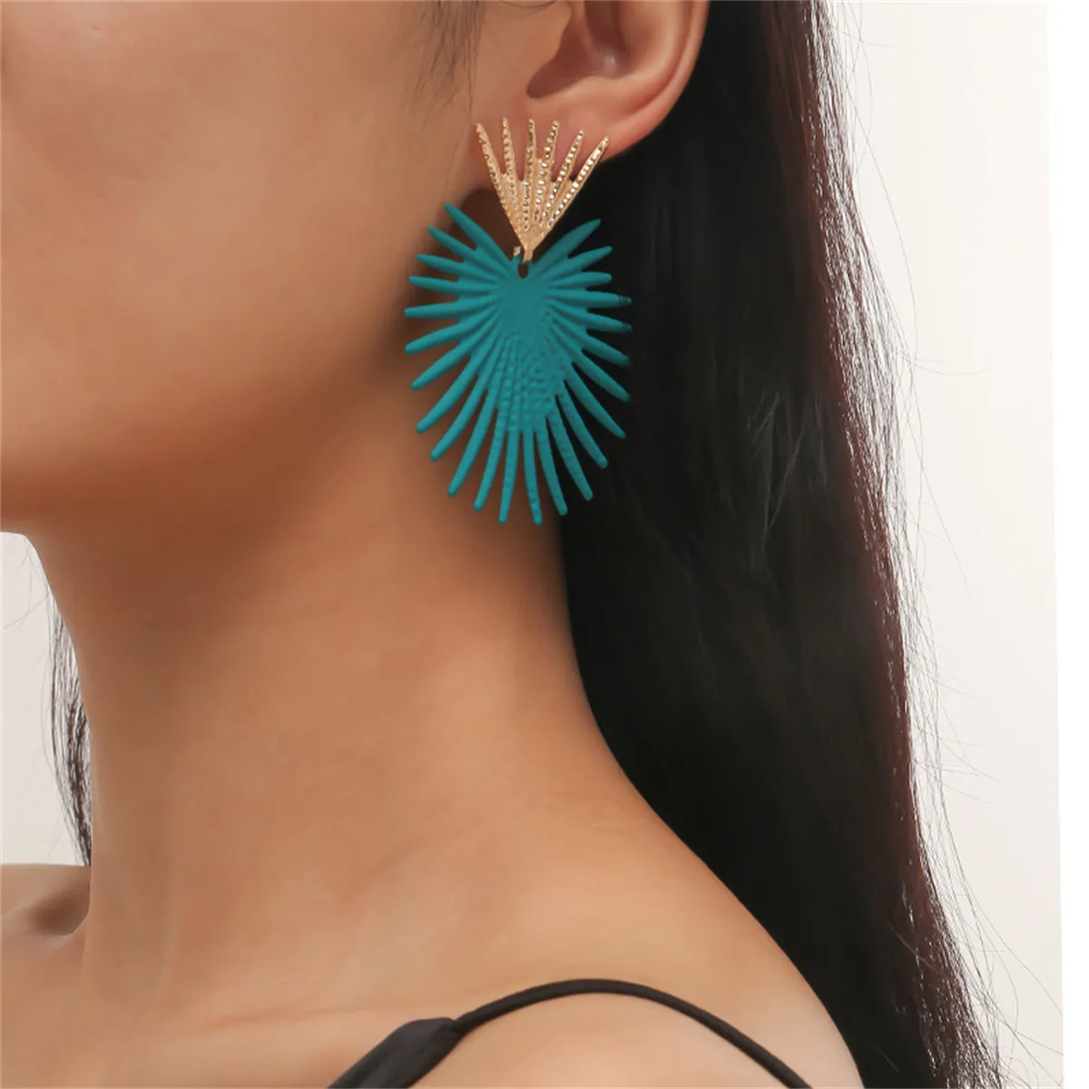 Blue Enamel & 18K Gold-Plated Heart Drop Earrings