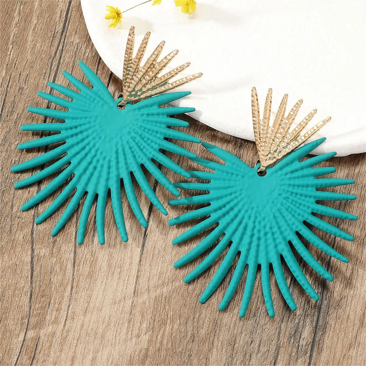Blue Enamel & 18K Gold-Plated Heart Drop Earrings