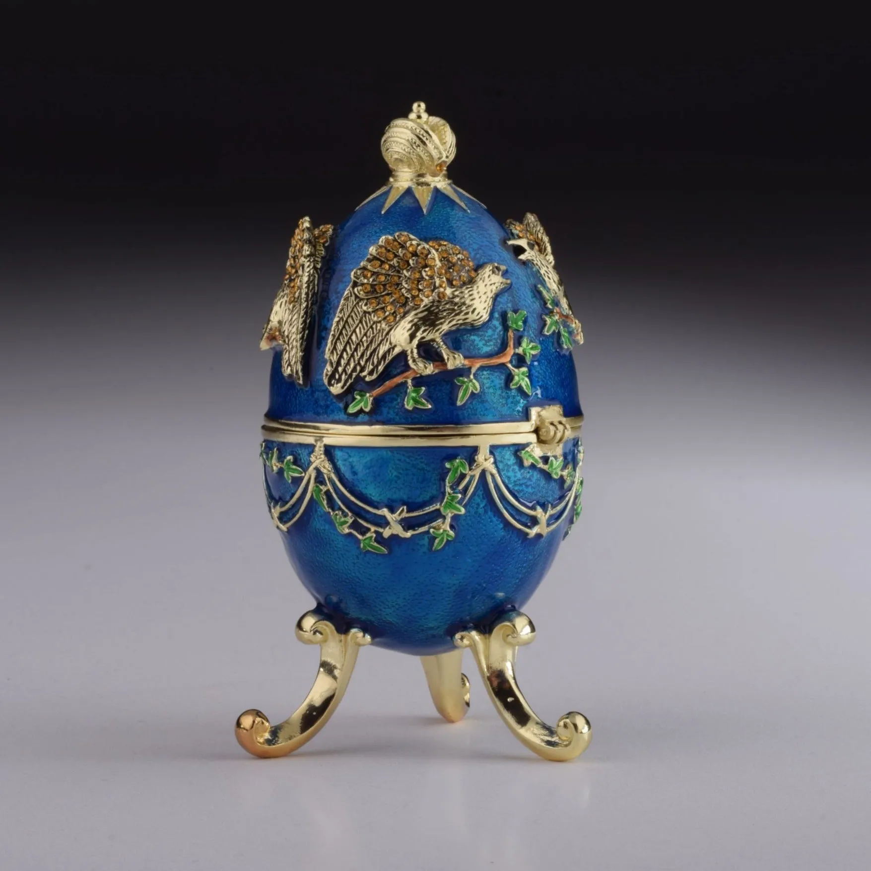 Blue Russian Egg with Eagles Music Playing Egg
