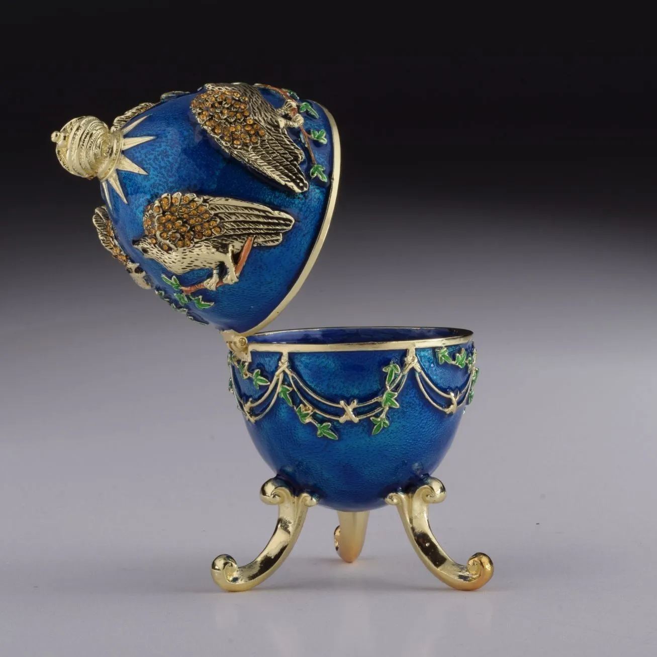 Blue Russian Egg with Eagles Music Playing Egg