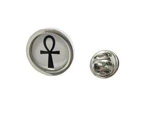Bordered Ankh Cross Pendant Lapel Pin