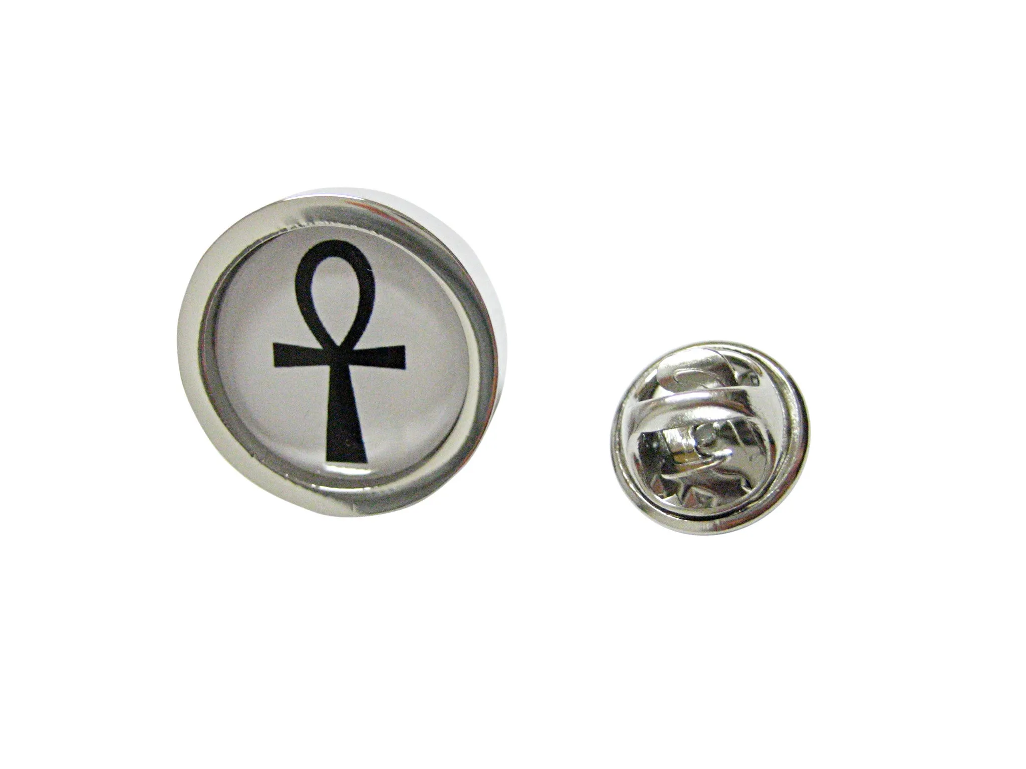 Bordered Ankh Cross Pendant Lapel Pin