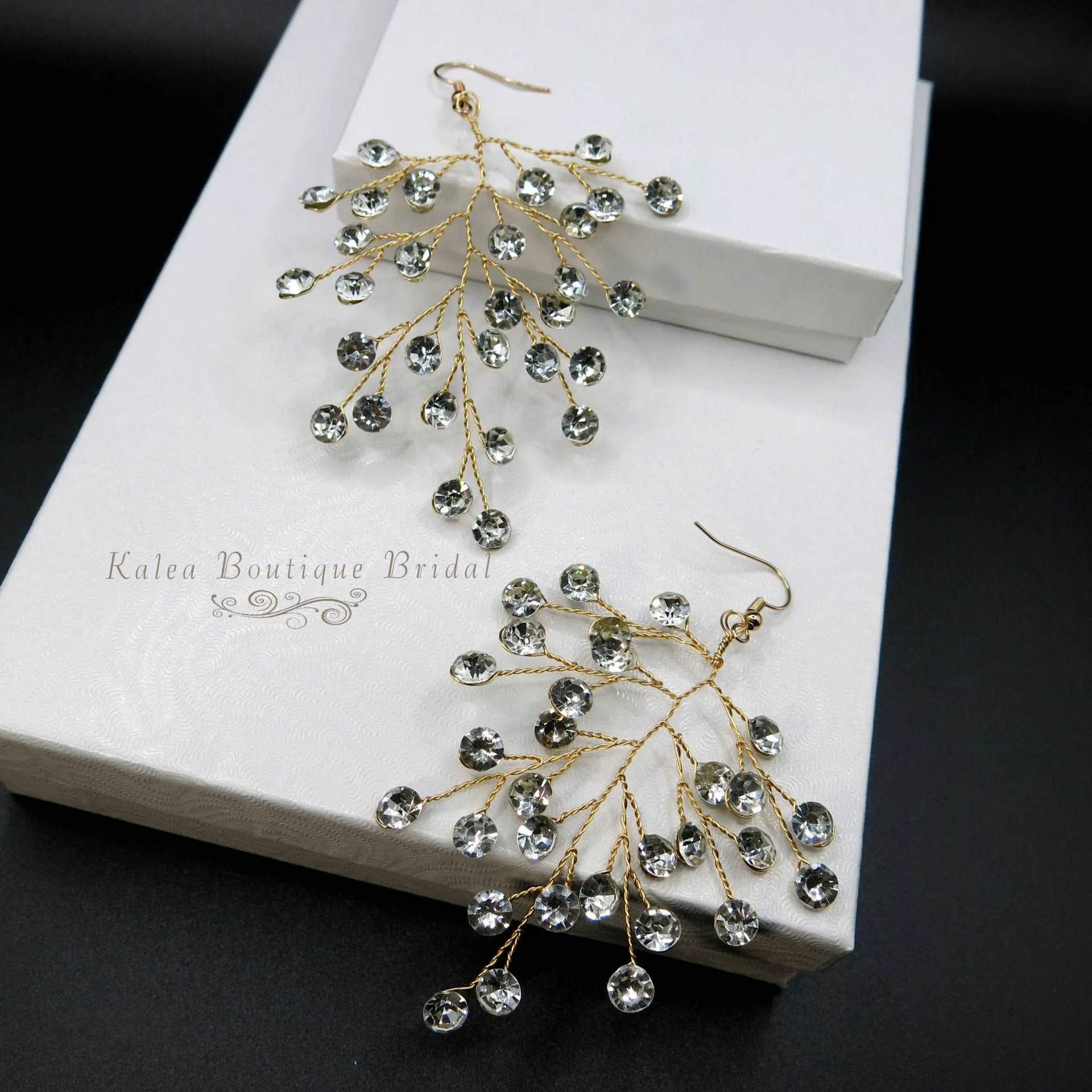 Bridal Blue Crystal Earrings, Rhinestone Earrings, Bridesmaid Dangle Crystal Earrings, Wedding Gold or Silver Wire Large Earrings