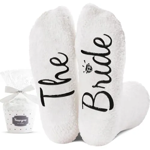 Bride Gifts for Wedding, Lovely Engagement Wedding Socks, Fuzzy Bride Socks