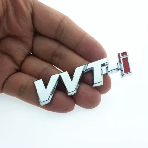 CDIY Metal VVT-i VVTi Logo Chrome Silver Strip Car Fender Sticker Side Emblem Badge for TOYOTA Camry COROLLA YARiS Ralink REIZ