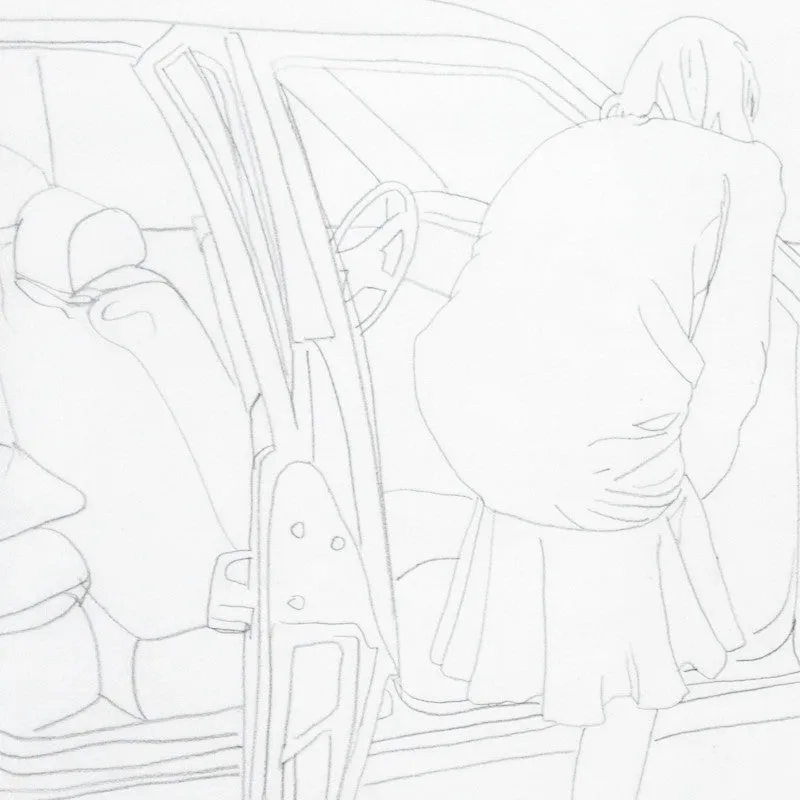 CHARLES PACHTER "CAR DRAWING" CIRCA 1983