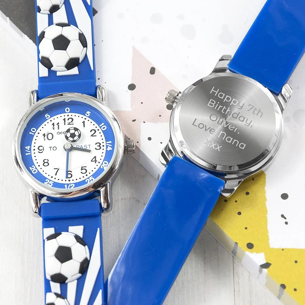 Children's Personalised Blue Football Watch
