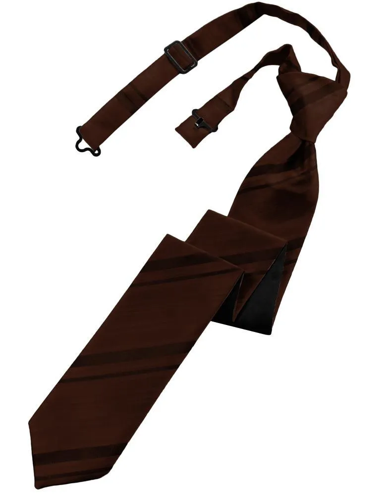 Chocolate Striped Satin Skinny Necktie