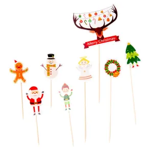 Christmas santa gingerman snowman cupcake topper DIY kit