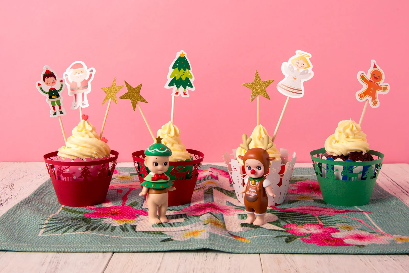 Christmas santa gingerman snowman cupcake topper DIY kit