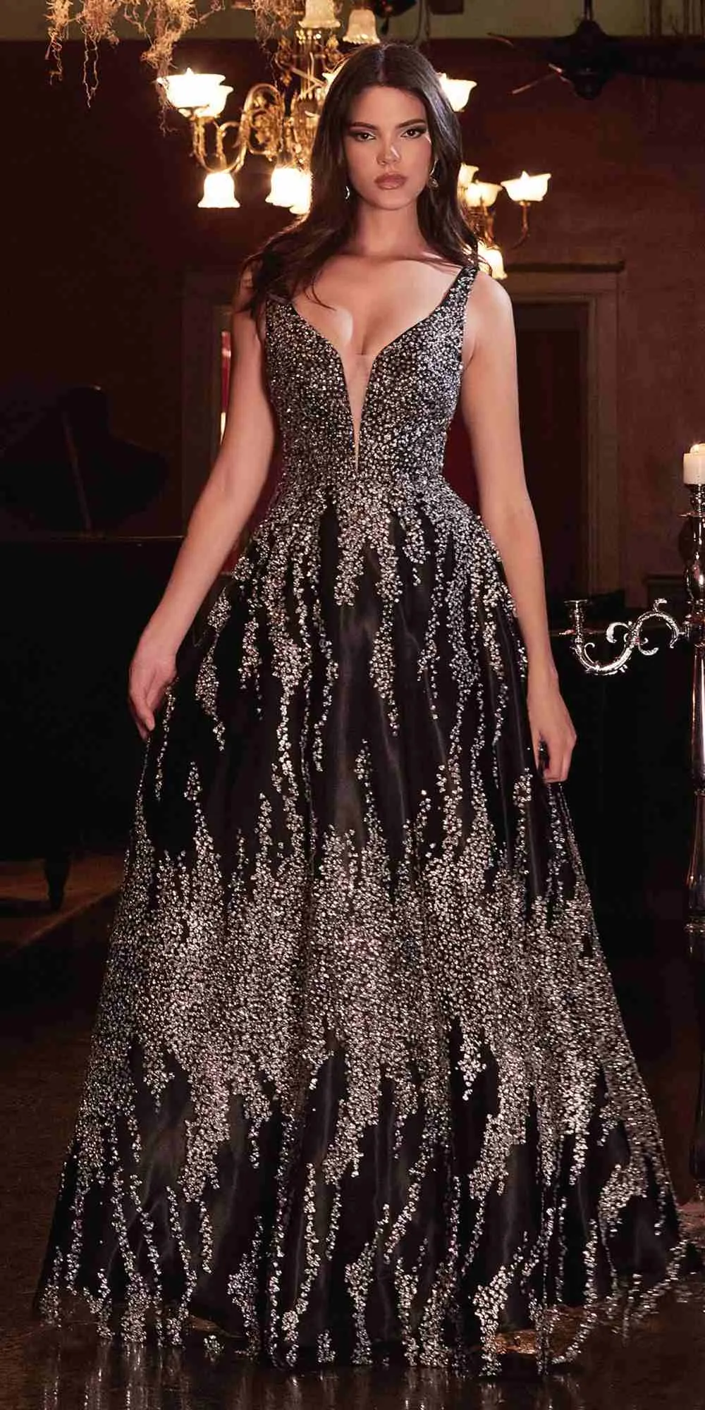 Cinderella Divine J819 Glitter A-Line Ball Gown