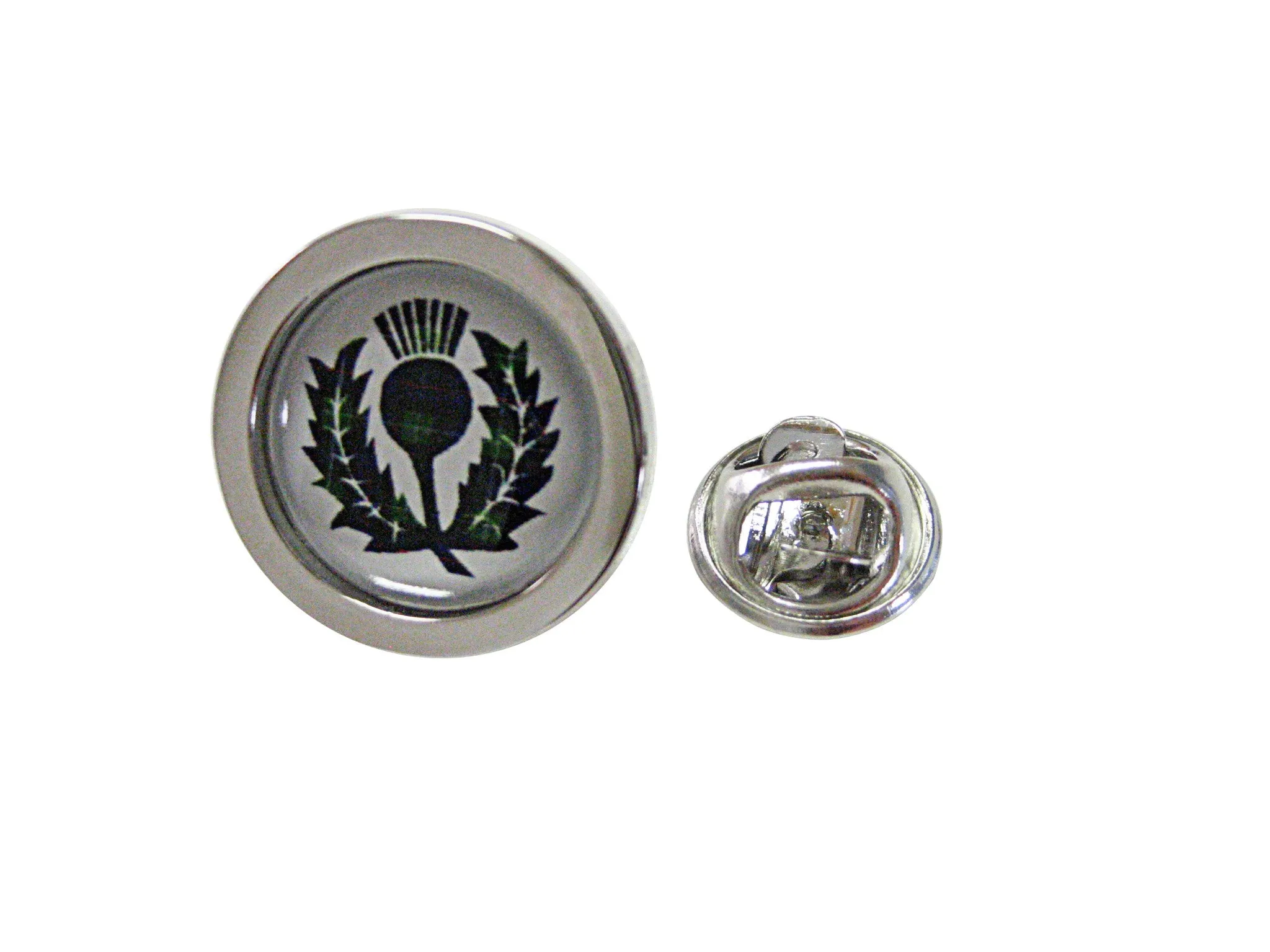 Circular Green Scottish Thistle Lapel Pin