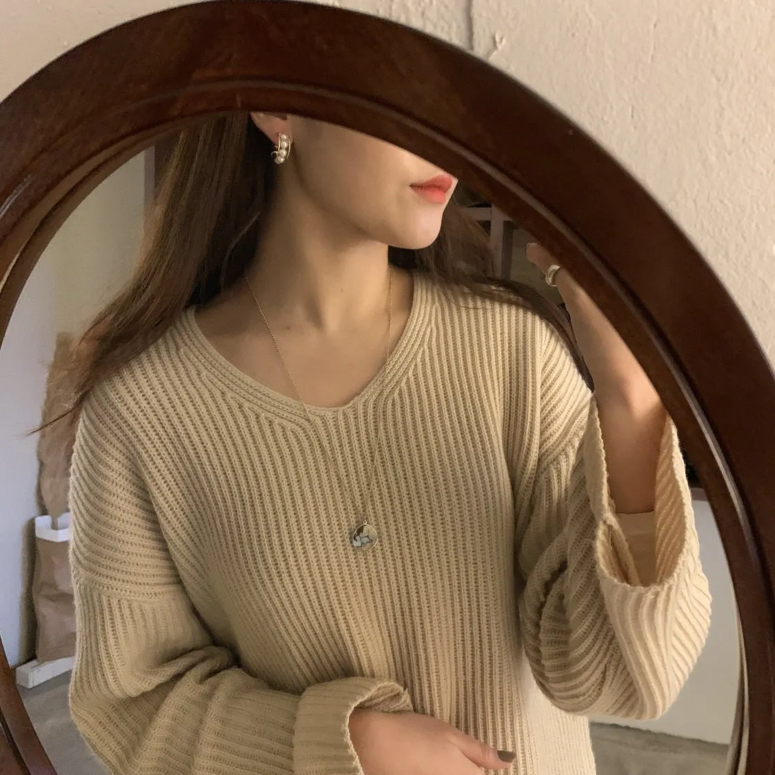 [Clip on] Single Row Pearl Hoop earrings