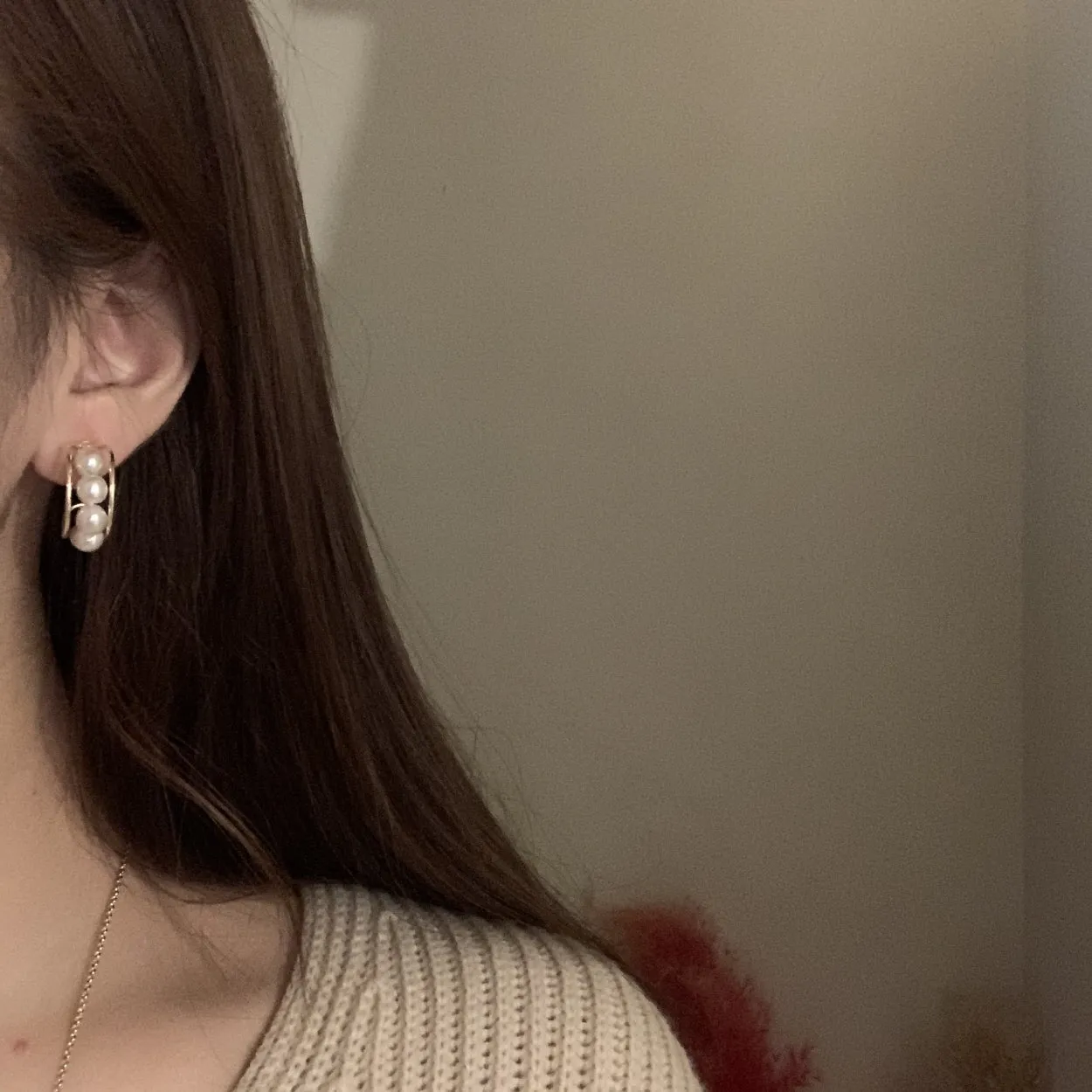 [Clip on] Single Row Pearl Hoop earrings