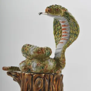Cobra Snake on Tree Trunk