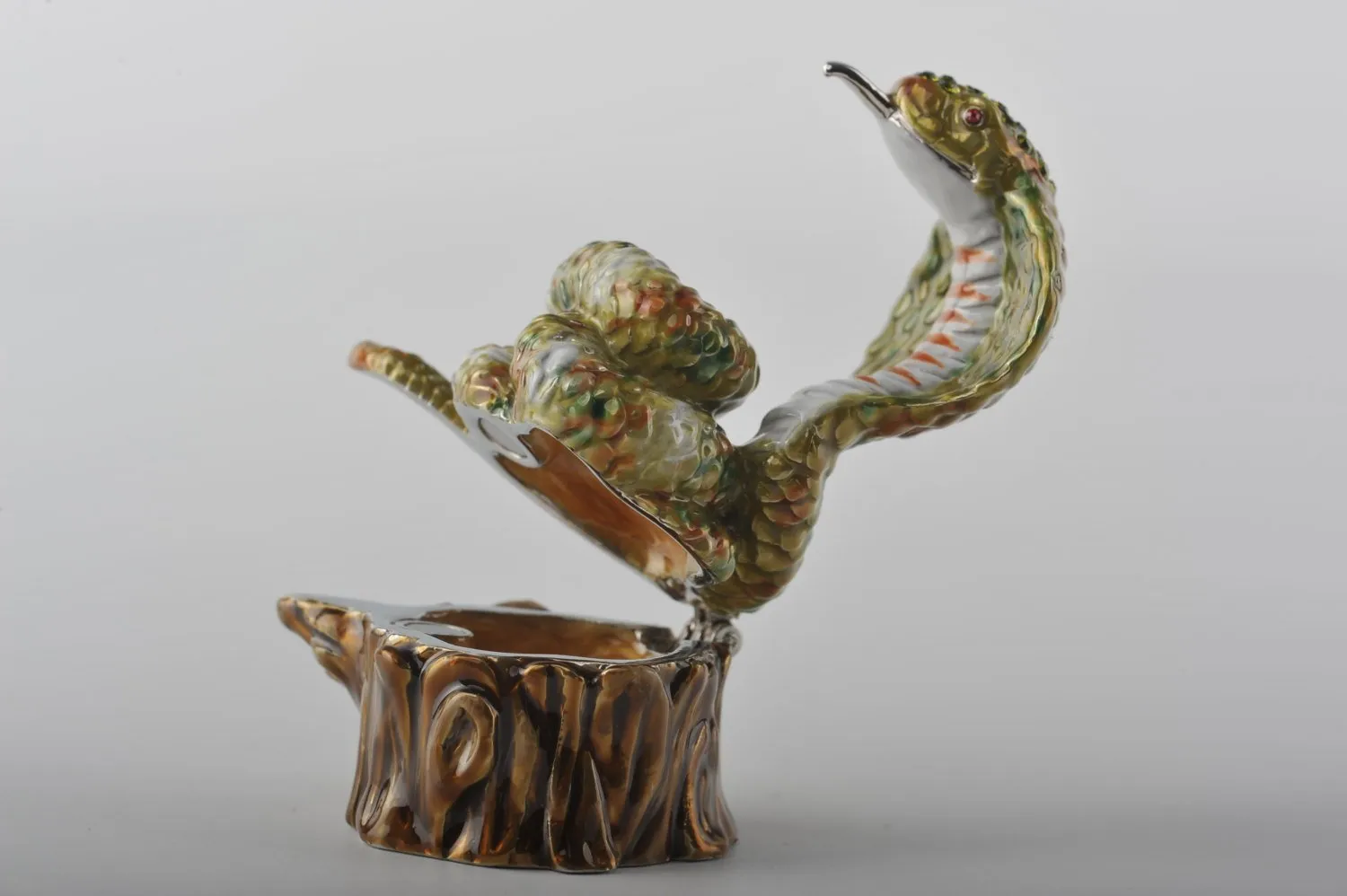 Cobra Snake on Tree Trunk