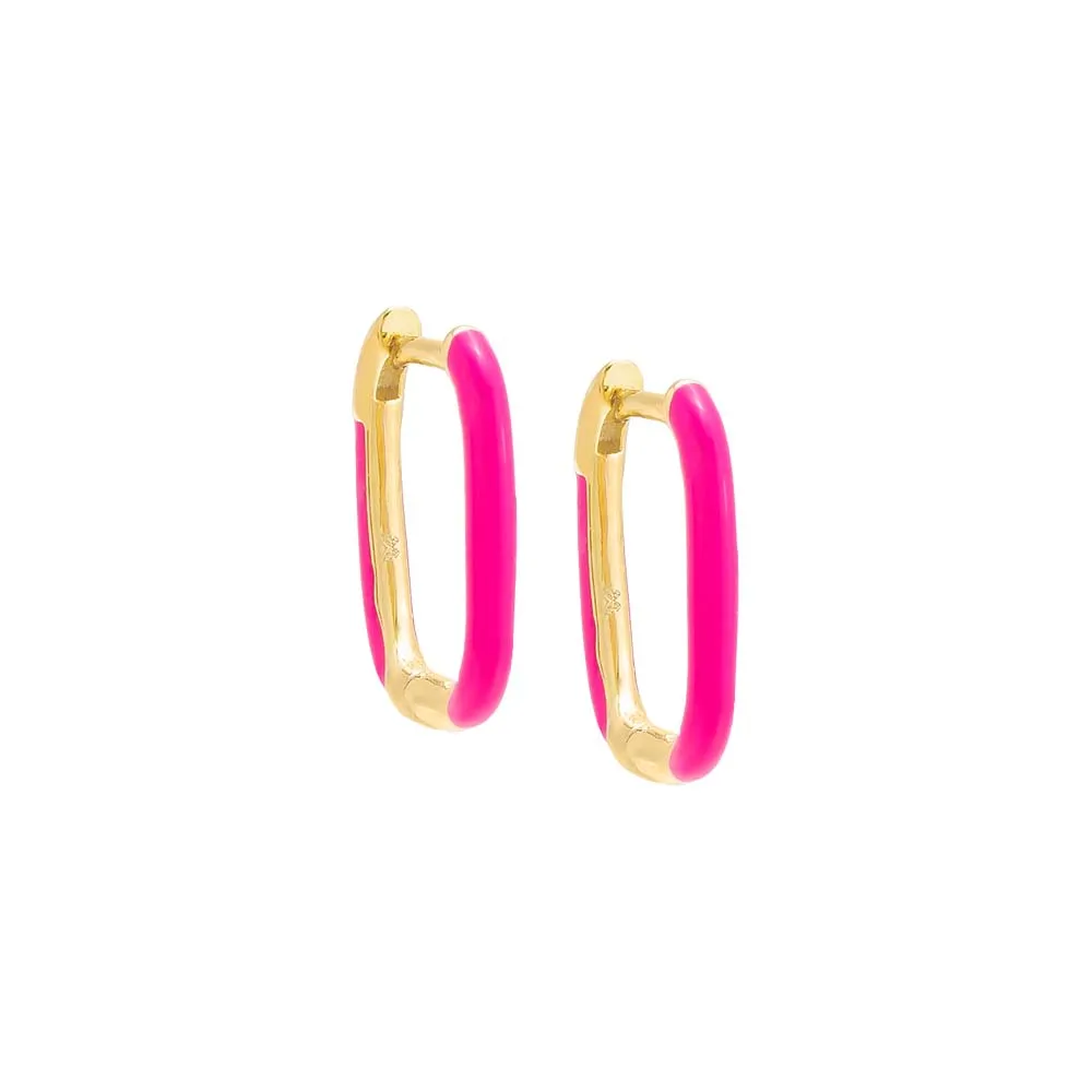 Colored Enamel Oval Hoop Earring
