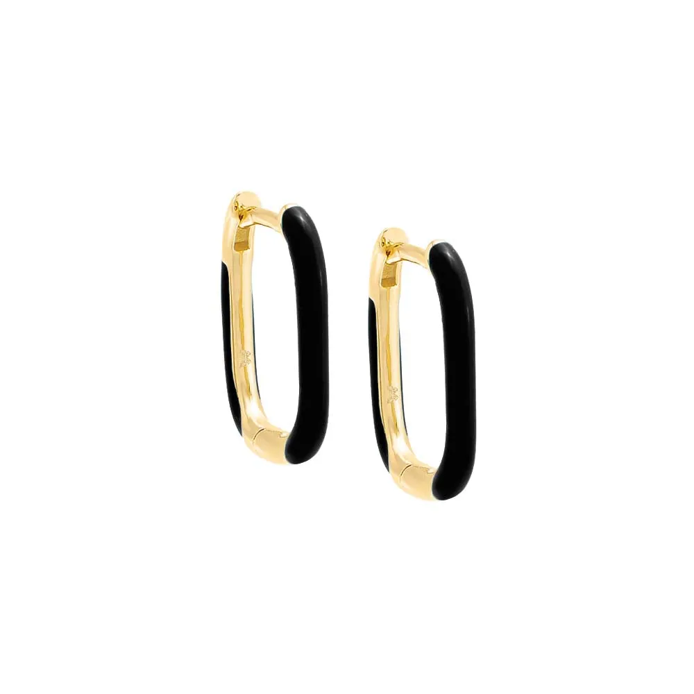 Colored Enamel Oval Hoop Earring