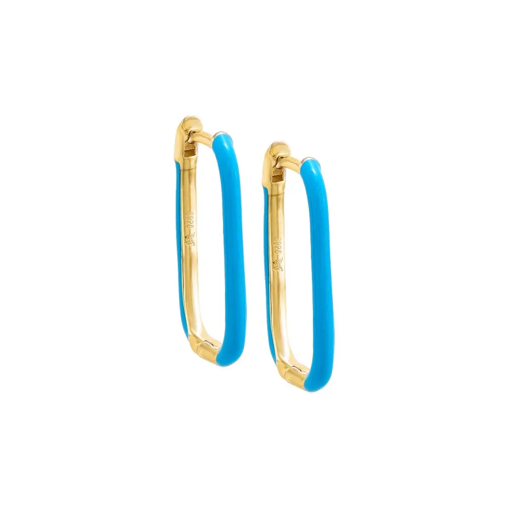 Colored Enamel Oval Hoop Earring