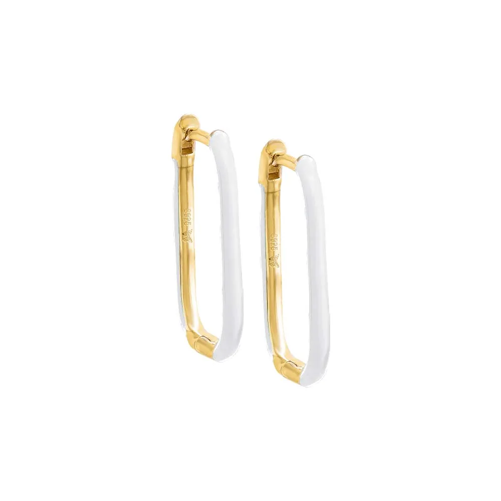 Colored Enamel Oval Hoop Earring