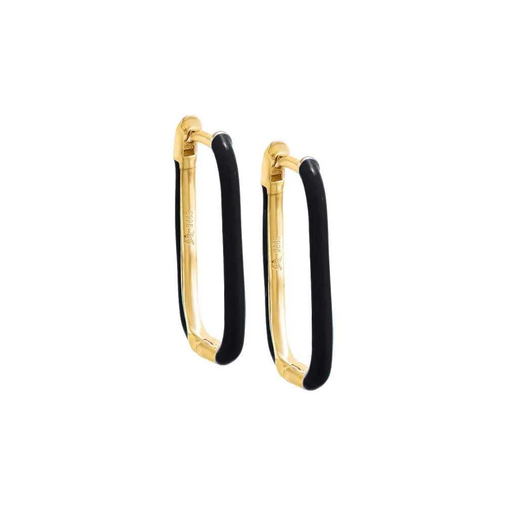 Colored Enamel Oval Hoop Earring