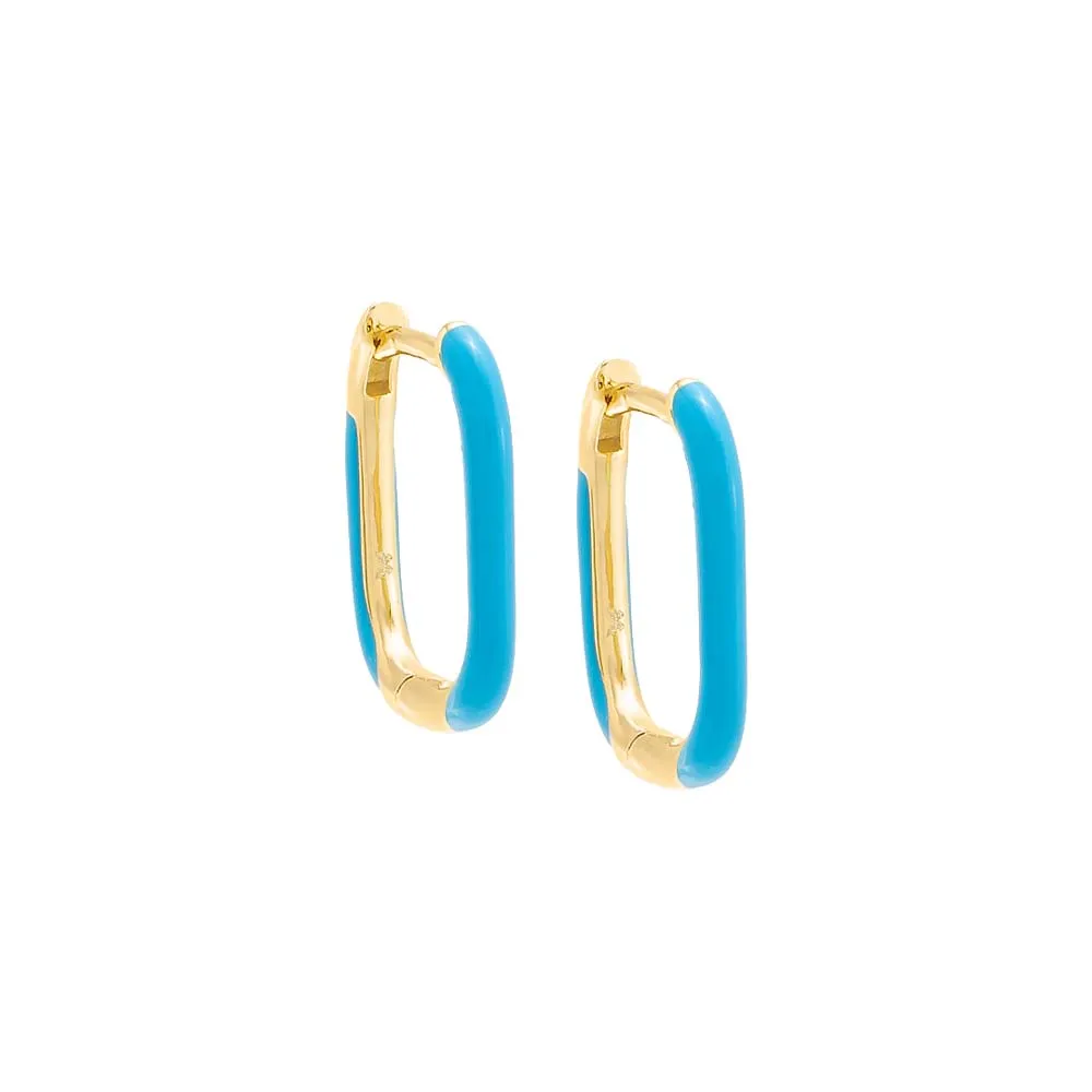 Colored Enamel Oval Hoop Earring