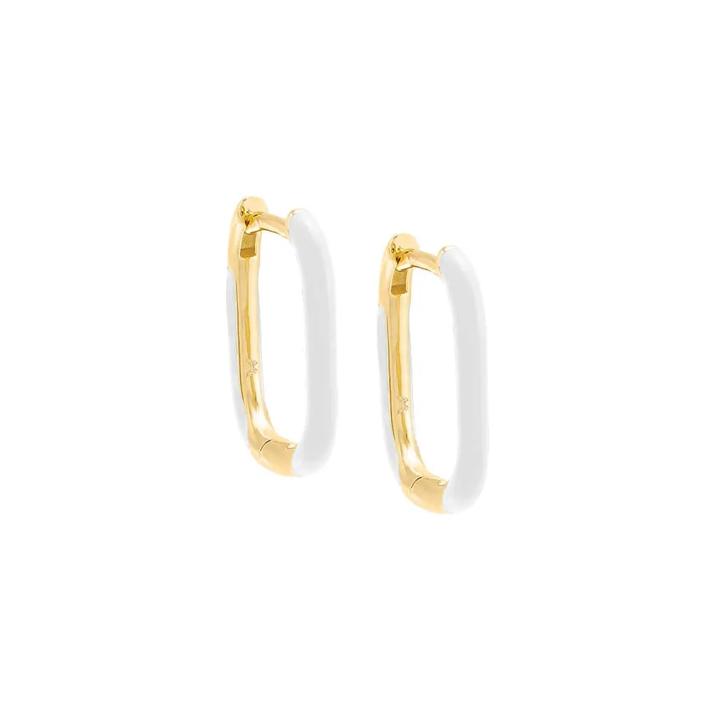 Colored Enamel Oval Hoop Earring