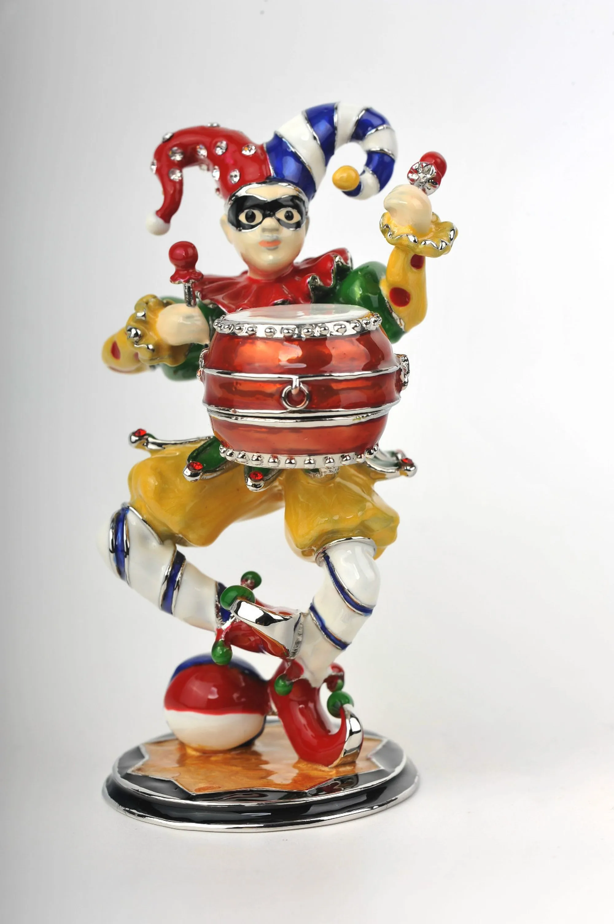 Colorful Jester Playing the Drum