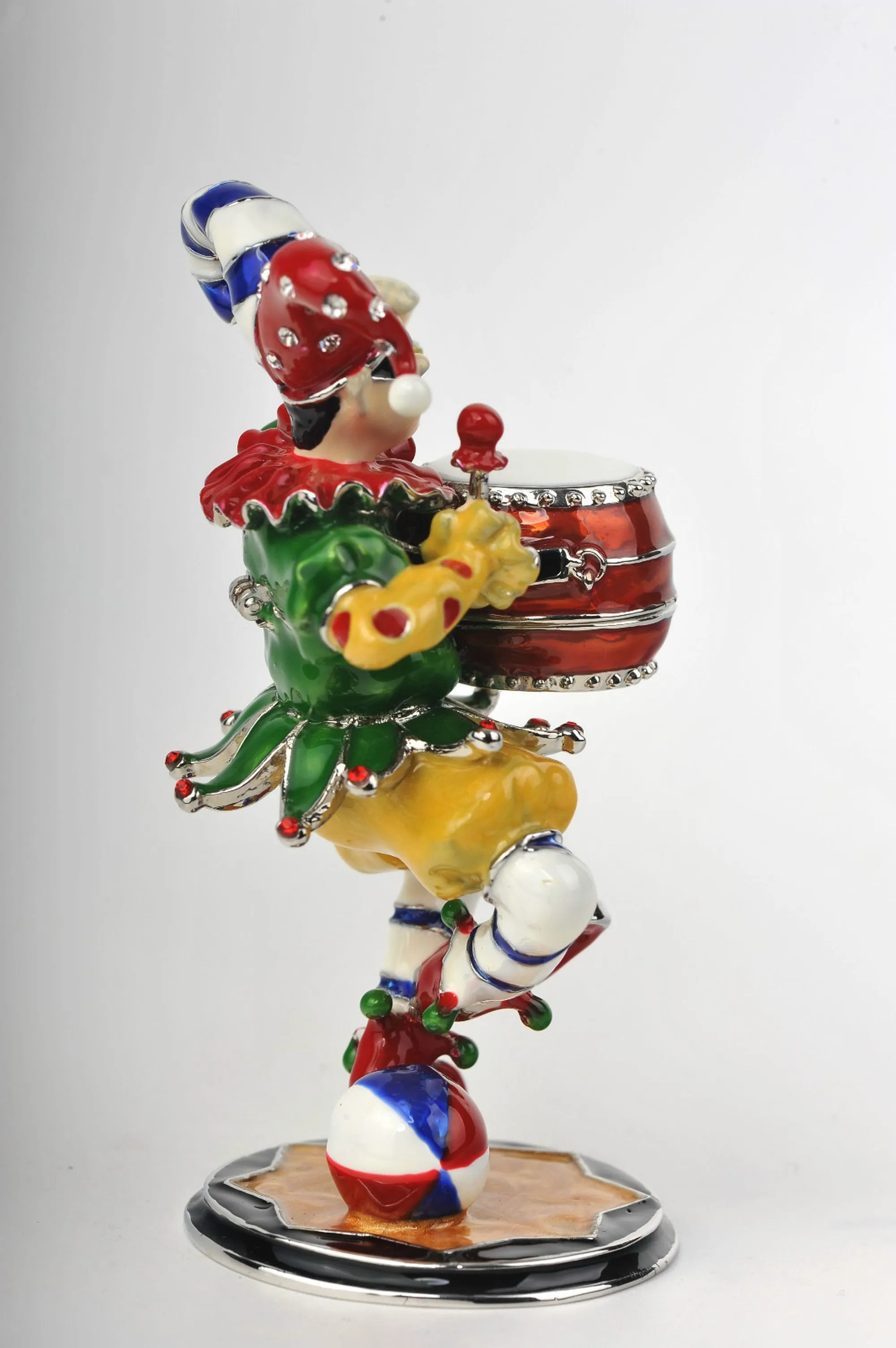 Colorful Jester Playing the Drum