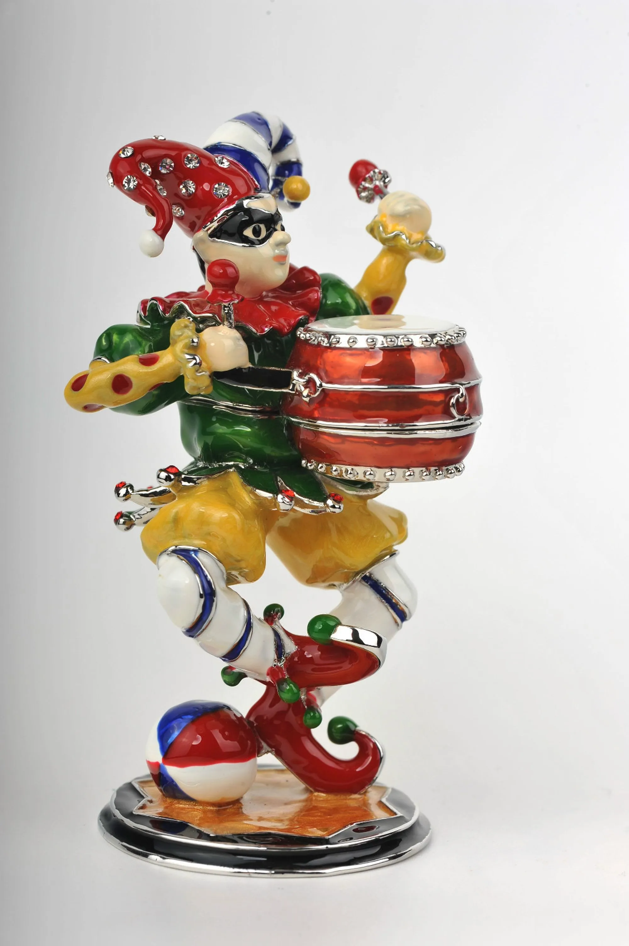 Colorful Jester Playing the Drum