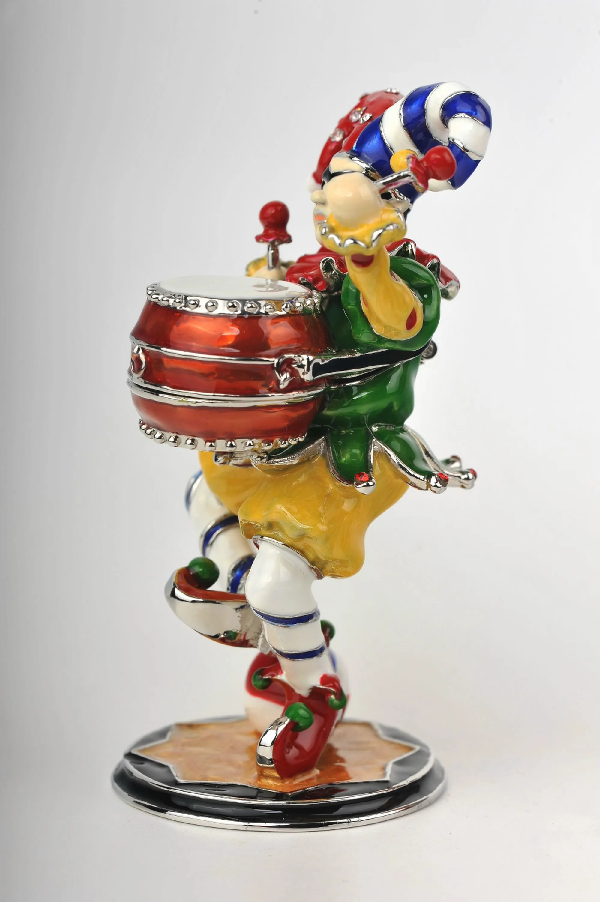 Colorful Jester Playing the Drum