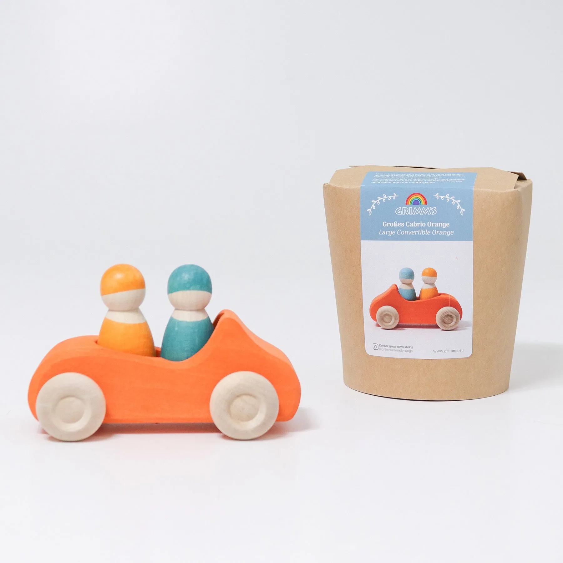 Convertible Car Orange, Large - Grimm's Wooden Toys