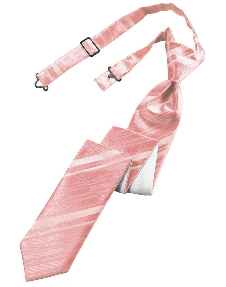 Coral Striped Satin Skinny Necktie