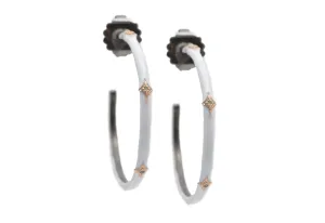 Crivelli White Enamel Hoop Earrings