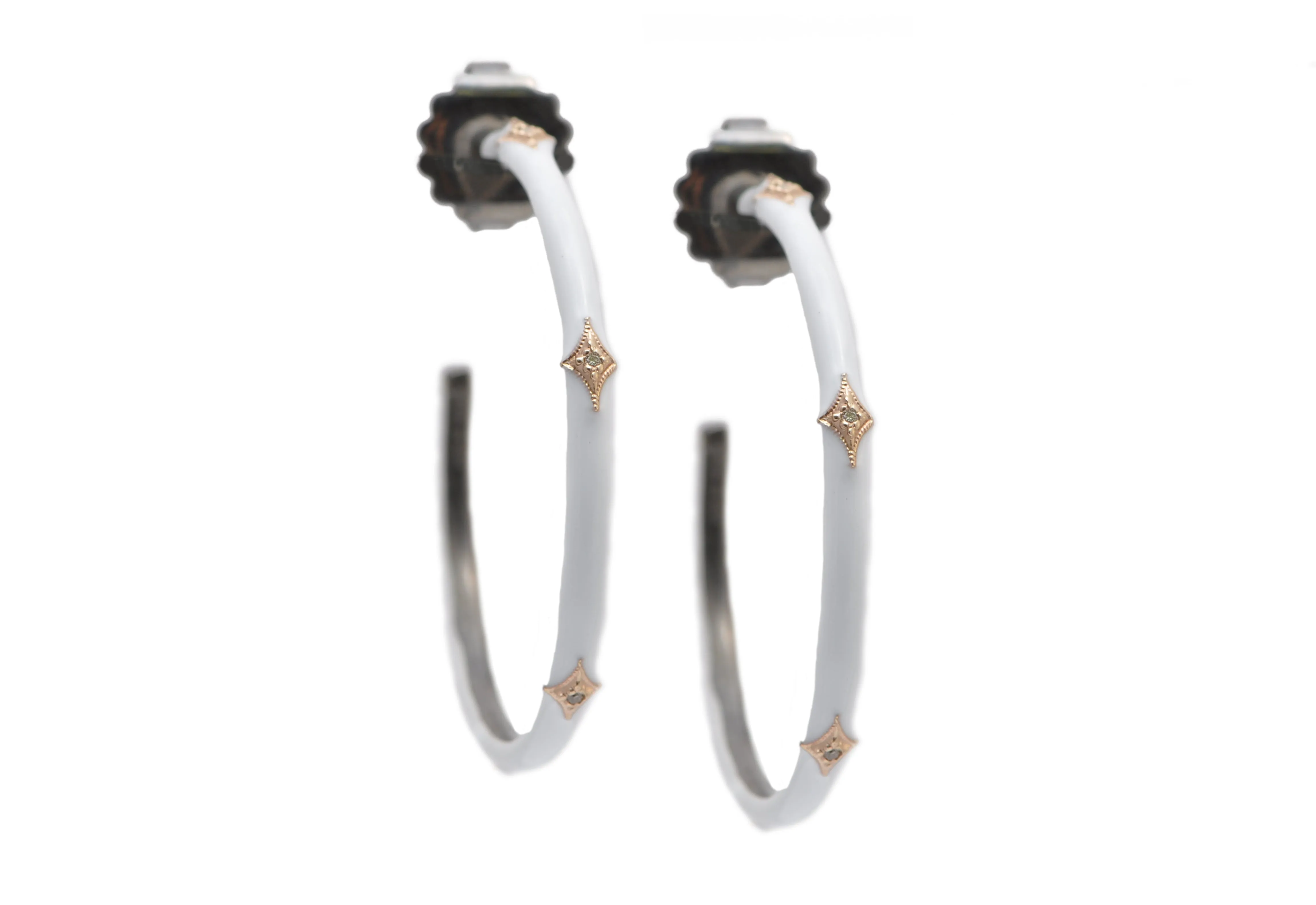 Crivelli White Enamel Hoop Earrings