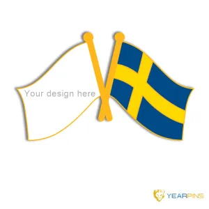 Crossed Flag Pins - Sweden & Custom