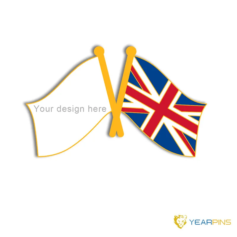 Crossed Flag Pins - UK & Custom