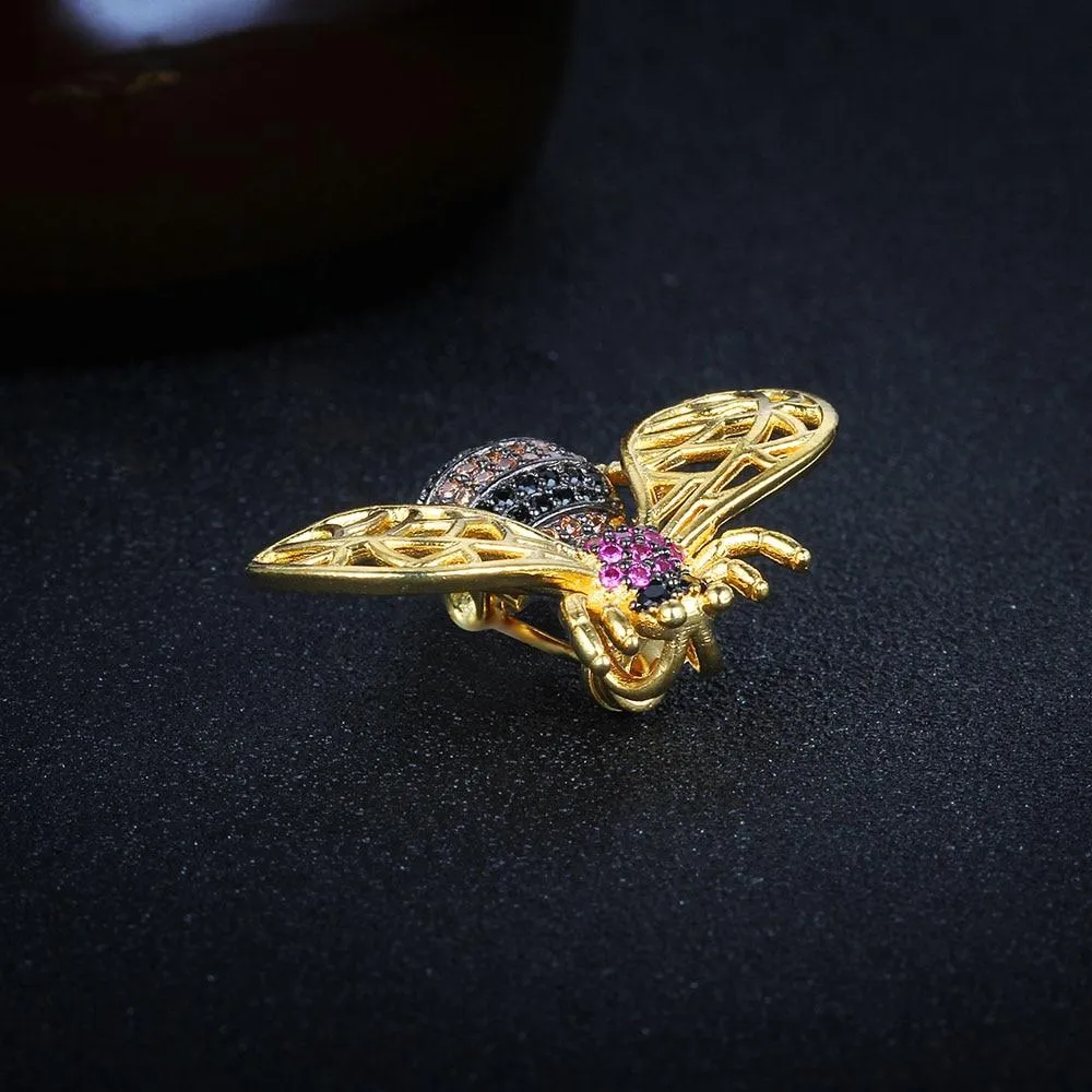 Crystal Vintage Bee Insect Necklace&Pendants For Women Pins Fashion Dress Coat Accessories Cute Jewelry
