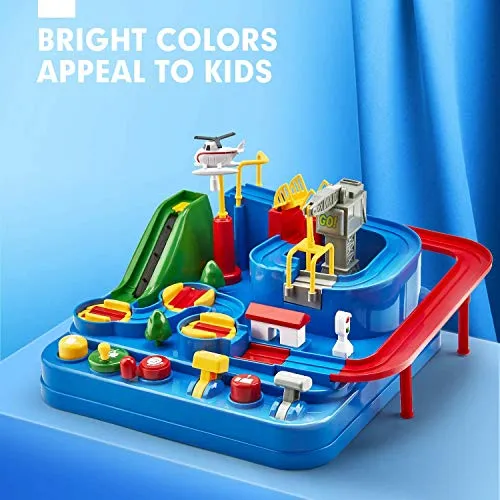 CubicFun Race Tracks for Boys Car Adventure Toys for 3 4 5 6 7 8 Year Old Boys Girls, City Rescue Preschool Educational Toy Vehicle Puzzle Car Track Playsets for Toddlers, Kids Toys Gifts for Kids