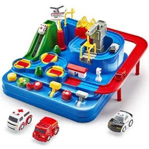CubicFun Race Tracks for Boys Car Adventure Toys for 3 4 5 6 7 8 Year Old Boys Girls, City Rescue Preschool Educational Toy Vehicle Puzzle Car Track Playsets for Toddlers, Kids Toys Gifts for Kids