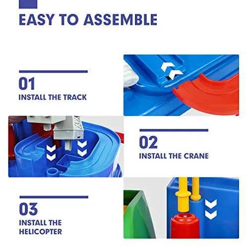 CubicFun Race Tracks for Boys Car Adventure Toys for 3 4 5 6 7 8 Year Old Boys Girls, City Rescue Preschool Educational Toy Vehicle Puzzle Car Track Playsets for Toddlers, Kids Toys Gifts for Kids