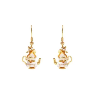 Cute Enamel Teacup Hamster Earrings Necklace